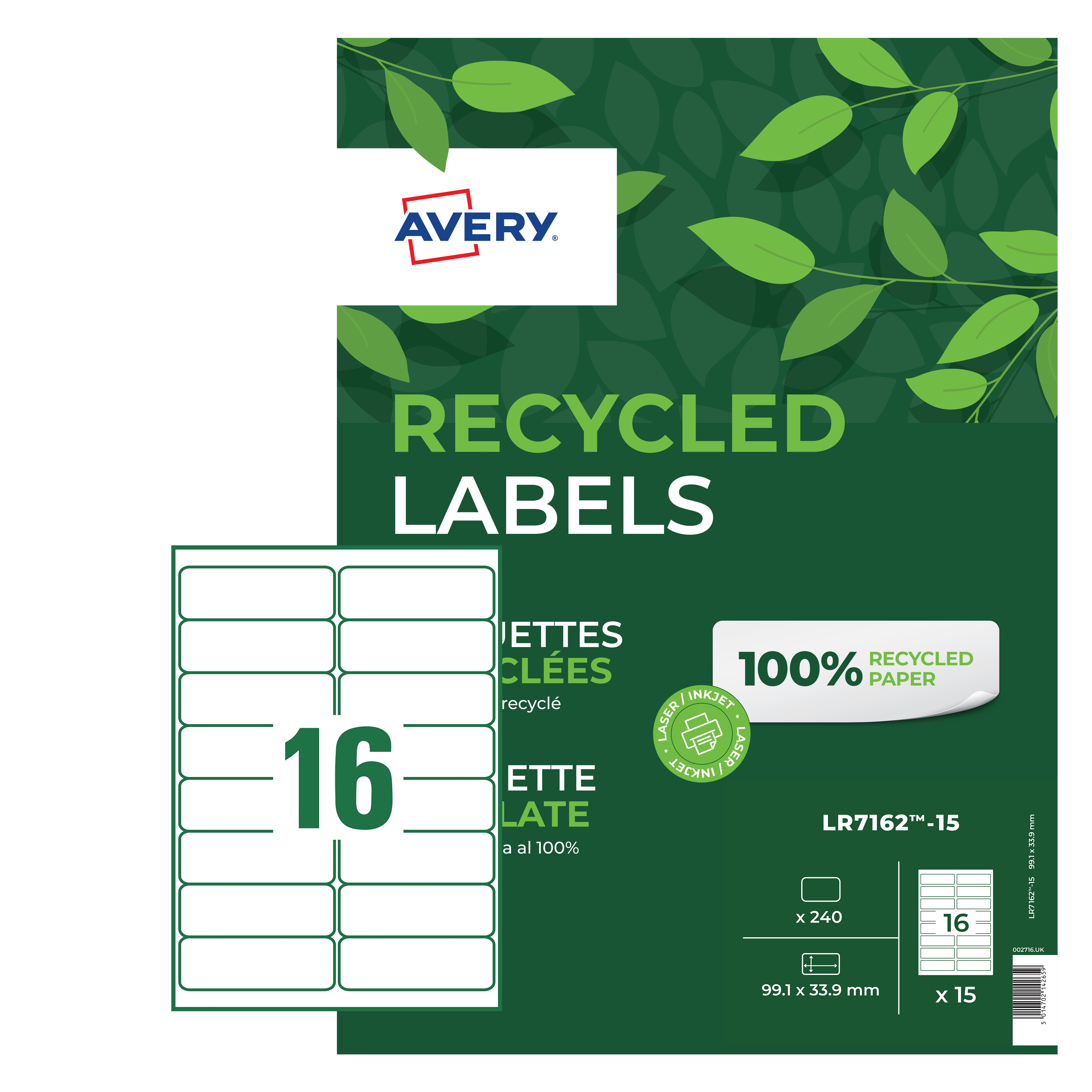 Recycled Labels 99.1x33.9 16 Labels